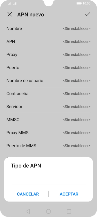 Introduce default y pulsa ACEPTAR.