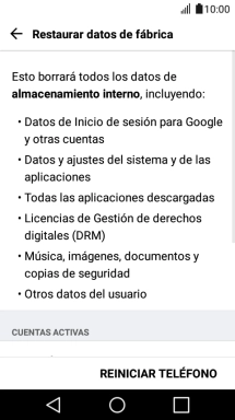 Pulsa REINICIAR TELÉFONO.
