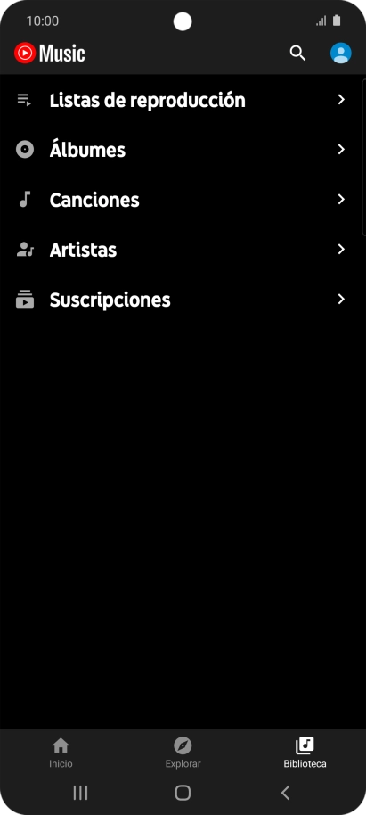 Pulsa una categoría y desplázate al archivo de música deseado.