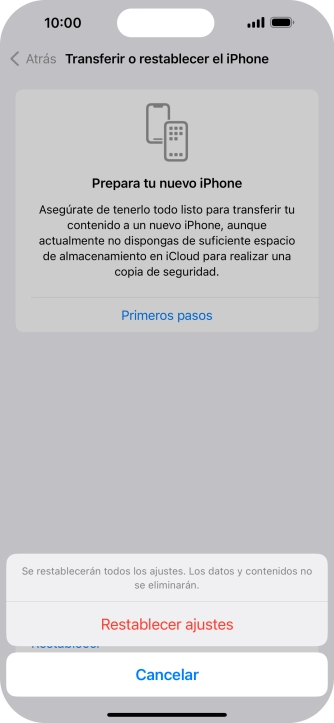 Pulsa Restablecer ajustes.