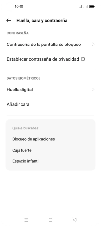 Pulsa Huella digital e introduce el código de seguridad extra que has creado anteriormente.