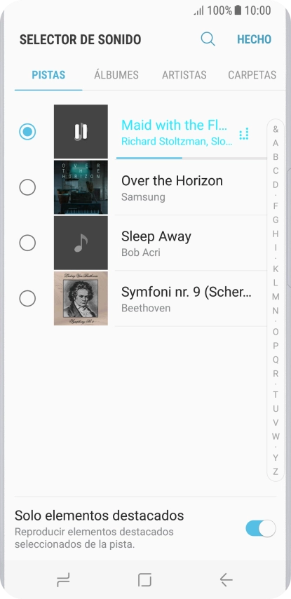 Al encontrar un timbre de llamada de tu gusto, pulsa HECHO.