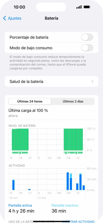 Pulsa Salud de la batería.