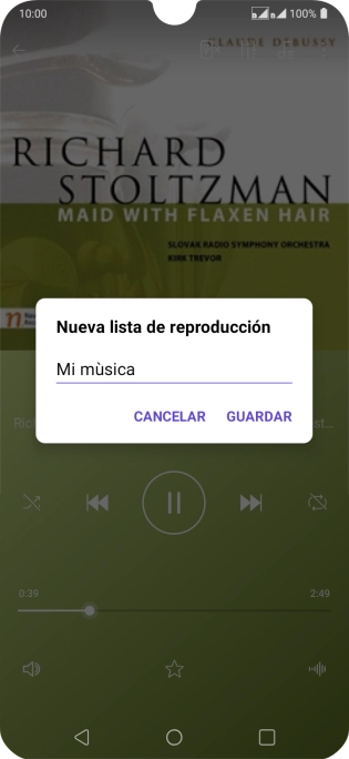 Introduce el nombre deseado de la lista de reproducción y pulsa GUARDAR.