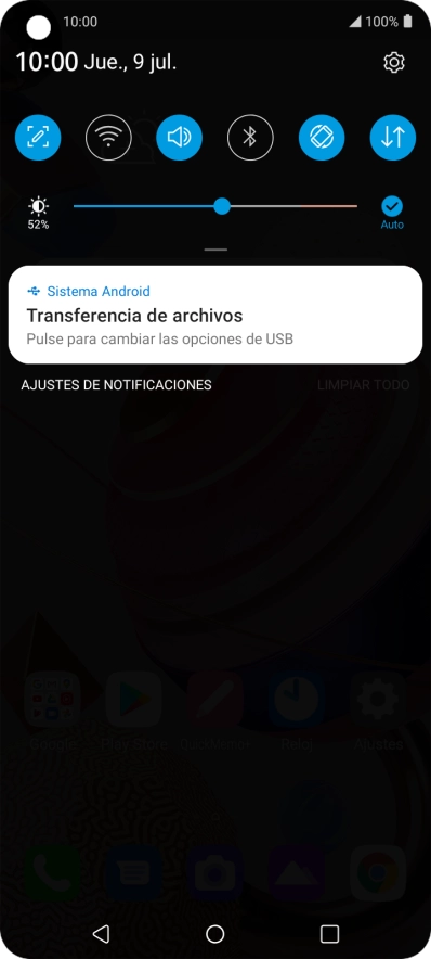 Pulsa Pulse para cambiar las opciones de USB.