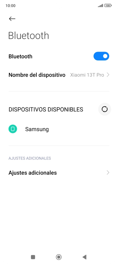 Pulsa el dispositivo Bluetooth deseado y sigue las indicaciones de la pantalla para vincular el dispositivo al teléfono.