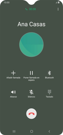 Pulsa el icono de finalizar llamada.