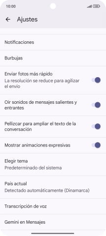 Pulsa Gemini en Mensajes.