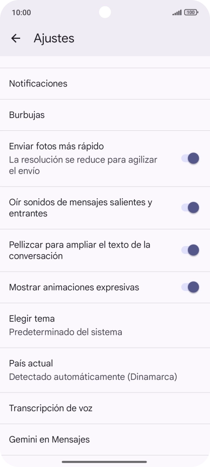 Pulsa Gemini en Mensajes.