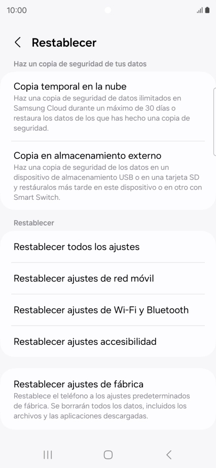 Pulsa Restablecer ajustes de red móvil.