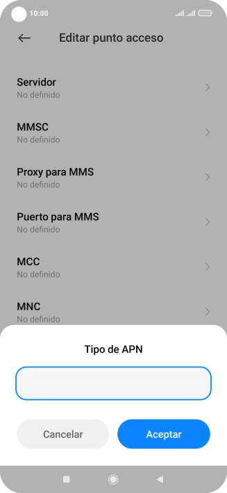 Introduce default y pulsa Aceptar.