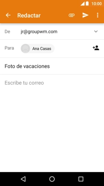 Pulsa en el campo de escritura  y escribe el texto del correo electrónico.
