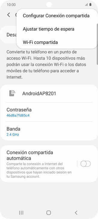 Pulsa Configurar Conexión compartida.