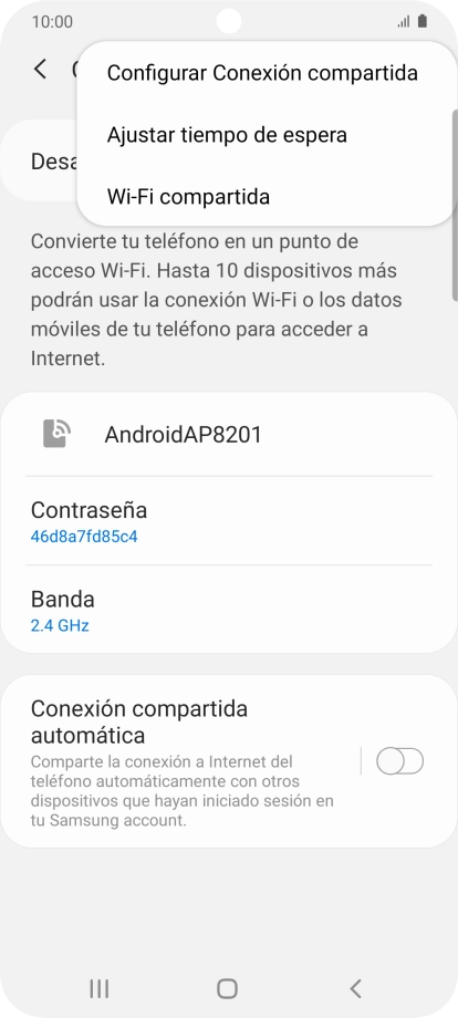 Pulsa Configurar Conexión compartida.