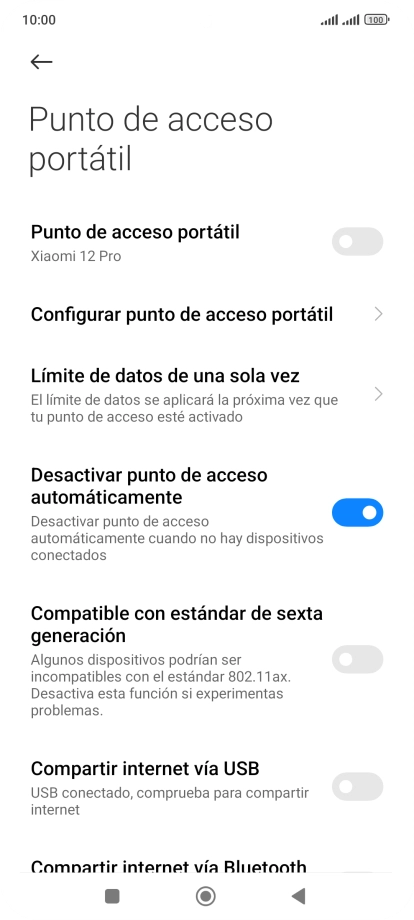 Pulsa Configurar punto de acceso portátil.