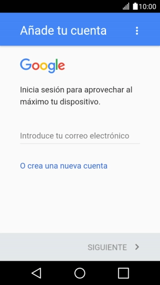Pulsa Introduce tu correo electrónico e introduce el nombre de usuario de tu cuenta de Google.