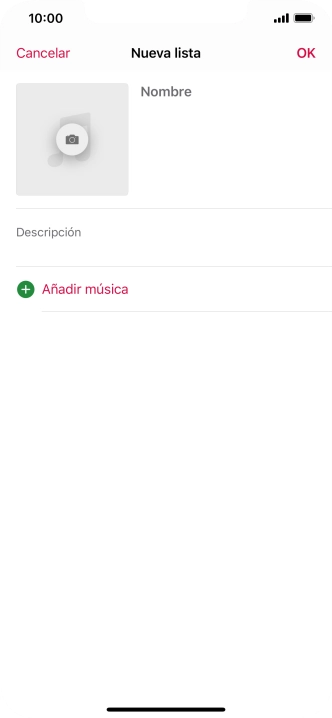 Pulsa en el campo de escritura e introduce el nombre de la lista de reproducción.