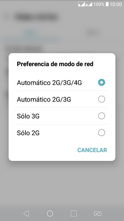 Pulsa el tipo de red deseado.
