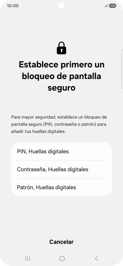Pulsa el código de seguridad deseado y sigue las indicaciones de la pantalla para crear un código de seguridad del teléfono adicional.