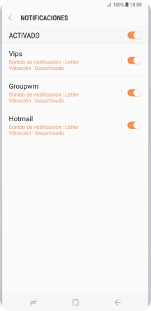 Pulsa el indicador junto a la cuenta de correo electrónico deseada para activar o desactivar la función.