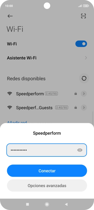 Introduce la contraseña de la red wifi y pulsa Conectar.