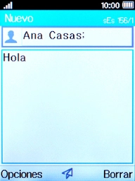 Pulsa la tecla de selección izquierda cuando termines de escribir el mensaje corto.