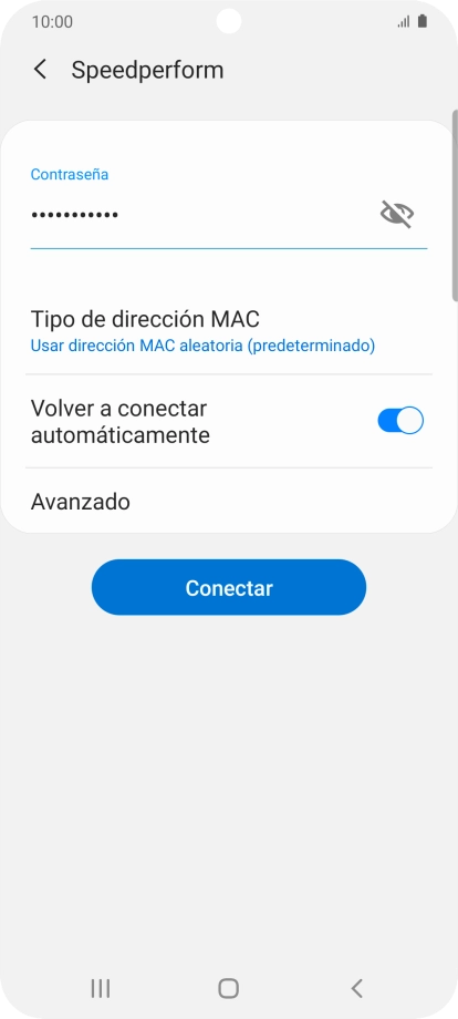 Introduce la contraseña de la red wifi y pulsa Conectar.