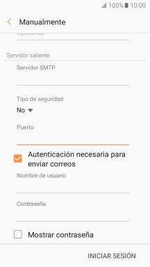 Pulsa Autenticación necesaria para enviar correos para desactivar la función.