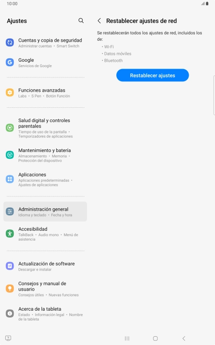 Pulsa Restablecer ajustes.
