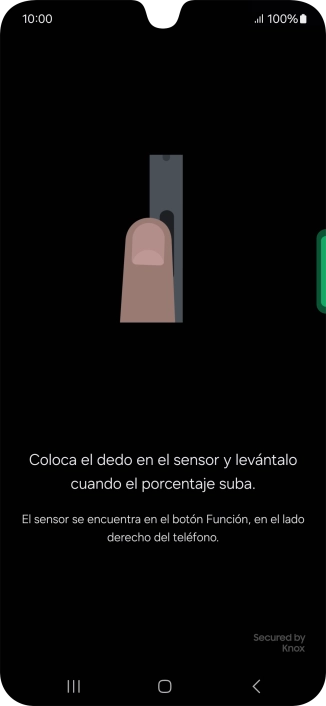 Sigue las indicaciones de la pantalla para crear una huella digital como código de seguridad.
