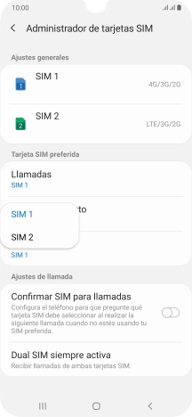 Pulsa la tarjeta SIM deseada.