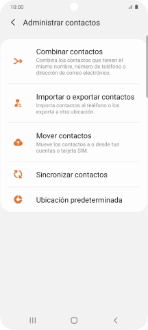 Pulsa Importar o exportar contactos.
