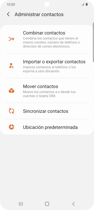 Pulsa Importar o exportar contactos.