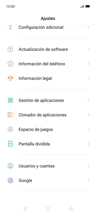 Pulsa Actualización de software. Si hay una versión de software nueva disponible, aparecerá ahora en la pantalla. Sigue las indicaciones de la pantalla para actualizar el software del teléfono.