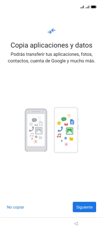 Puedes transferir el contenido de otro teléfono cuando activas tu teléfono por primera vez y cuando lo has restablecido. Cuando aparezca en la pantalla del teléfono esta imagen, ya está listo para la transmisión del contenido del otro teléfono.
