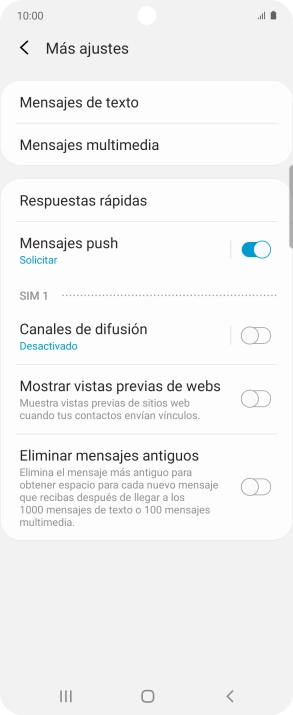 Pulsa Mensajes de texto.