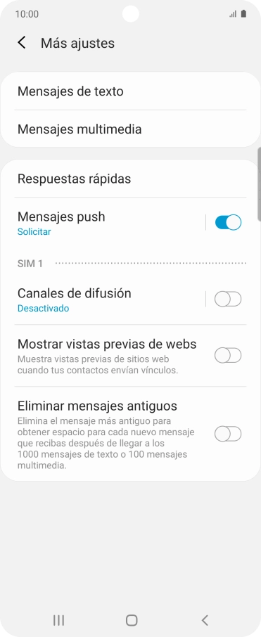Pulsa Mensajes de texto.