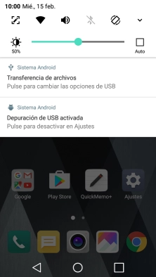 Pulsa el icono de USB.