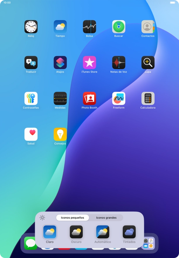 Pulsa el ajuste deseado para seleccionar el tamaño de los iconos de las apps en la pantalla de inicio.