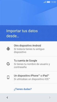 Pulsa la opción deseada y sigue las indicaciones de la pantalla para transferir contenido desde el otro teléfono y finalizar la activación de tu teléfono.