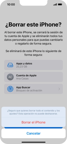 Pulsa Borrar el iPhone.
