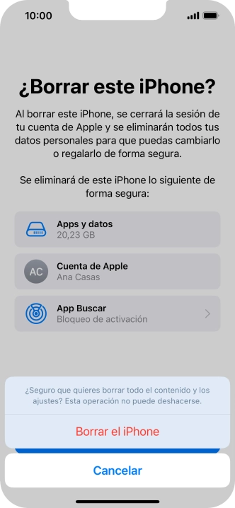 Pulsa Borrar el iPhone.