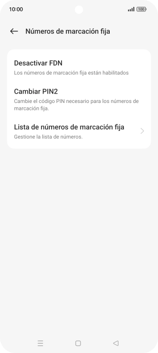 Pulsa Desactivar FDN.