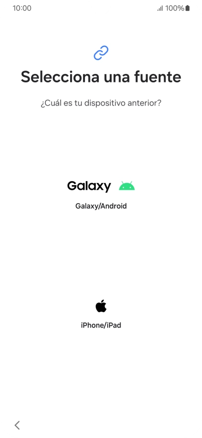 Pulsa el ajuste deseado y sigue las instrucciones de la pantalla para transferir el contenido del otro teléfono.