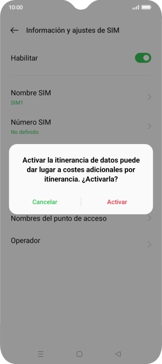 Si activas la función, pulsa Activar.