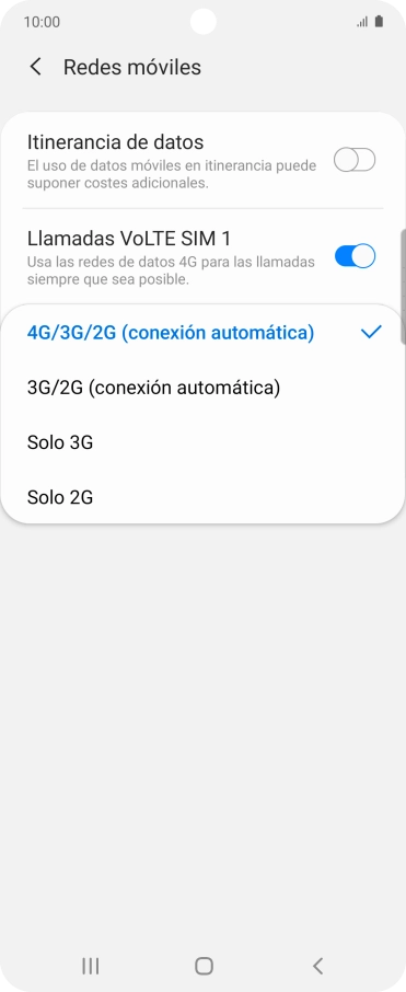 Pulsa el tipo de red deseado.