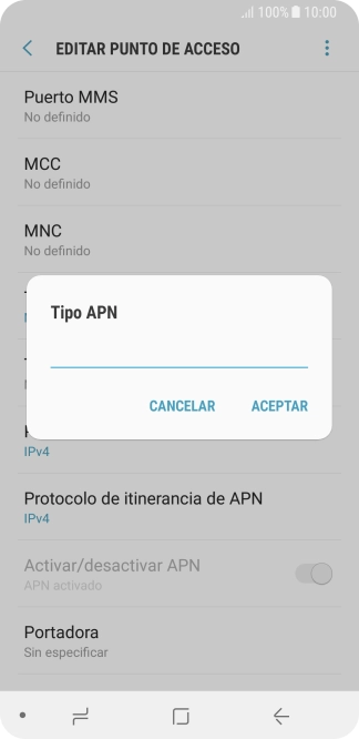 Introduce default y pulsa ACEPTAR.