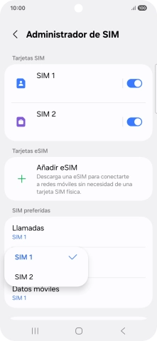 Pulsa la tarjeta SIM deseada.