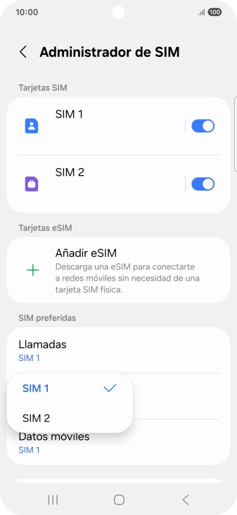 Pulsa la tarjeta SIM deseada.