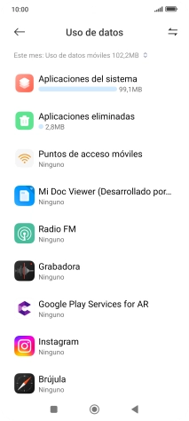 El consumo total de datos del período seleccionado aparece ahora en la pantalla.